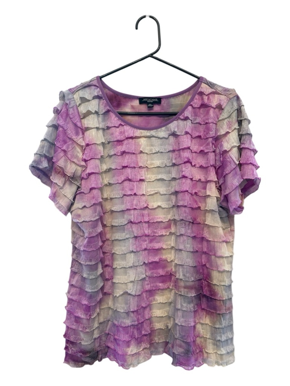 Y2K/Fairy Inspired Notations Purple Ombre Ruffle Short Sleeve Blouse Size 2X
